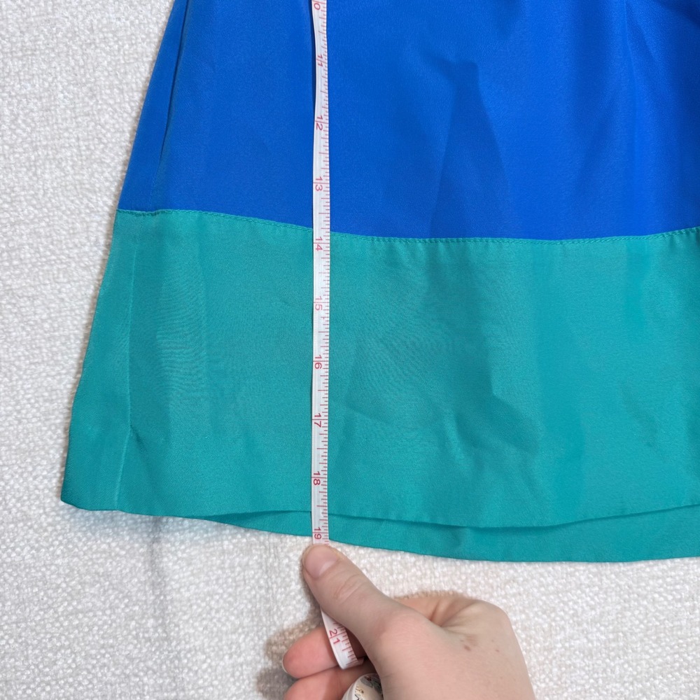 J.Crew Blue Teal Colorblock Pleated Mini Skirt with Pockets Style 25601 Size 8 - Picture 10 of 10